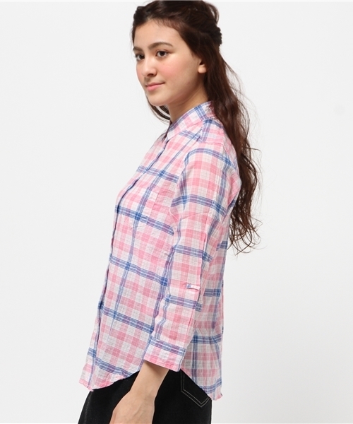 OUTLET（アウトレット）の「【CIAOPANIC TYPY】クリヤーチェックシャツ（シャツ/ブラウス・レディース・ピンク・MEDIUM）」の3枚目の写真