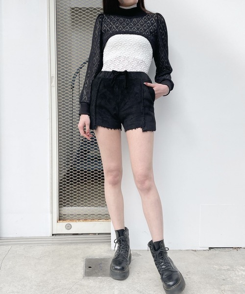 lilLilly（リルリリー）の「ショートハートトップス（ニット/セーター・レディース・ホワイト/ブラック・FREE）」の19枚目の写真