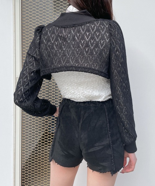 lilLilly（リルリリー）の「ショートハートトップス（ニット/セーター・レディース・ホワイト/ブラック・FREE）」の18枚目の写真