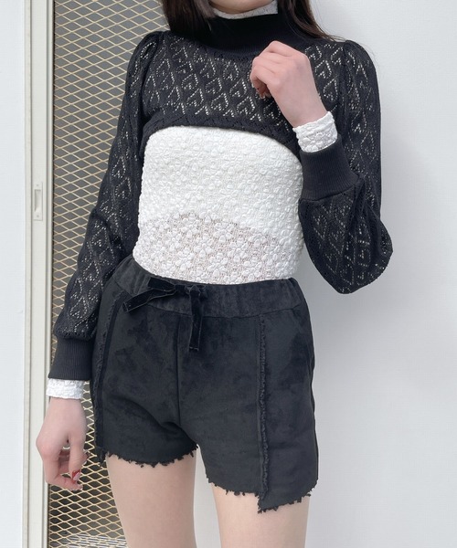 lilLilly（リルリリー）の「ショートハートトップス（ニット/セーター・レディース・ホワイト/ブラック・FREE）」の17枚目の写真