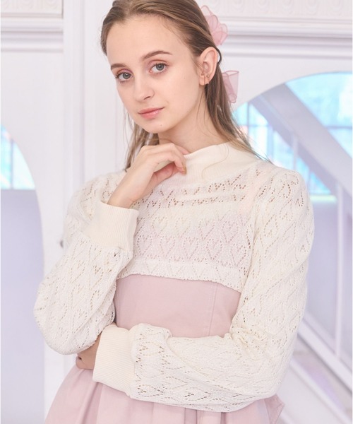 lilLilly（リルリリー）の「ショートハートトップス（ニット/セーター・レディース・ホワイト/ブラック・FREE）」の10枚目の写真