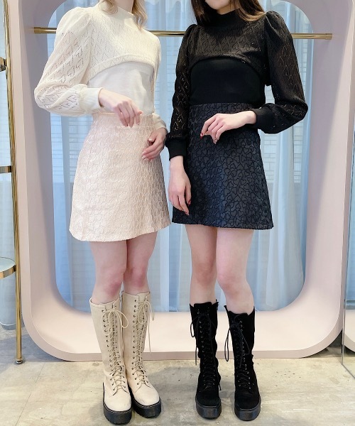 lilLilly（リルリリー）の「ショートハートトップス（ニット/セーター・レディース・ホワイト/ブラック・FREE）」の15枚目の写真