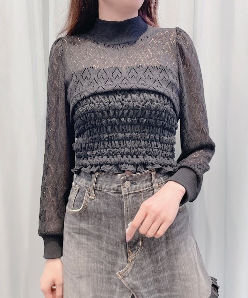 lilLilly（リルリリー）の「ショートハートトップス（ニット/セーター・レディース・ホワイト/ブラック・FREE）」の20枚目の写真