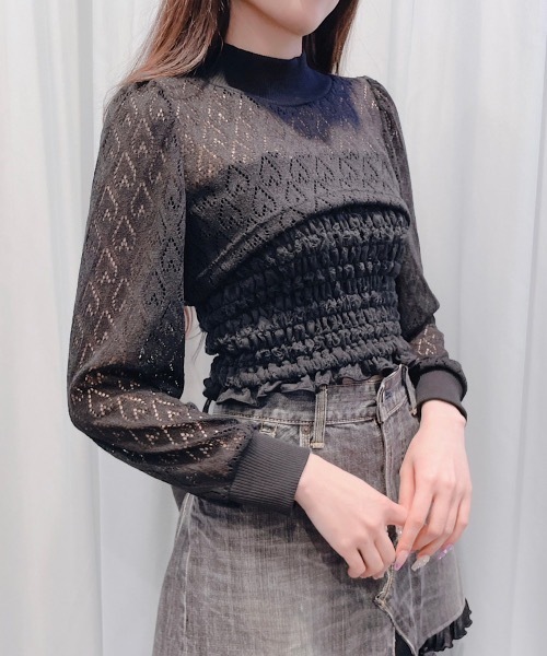 lilLilly（リルリリー）の「ショートハートトップス（ニット/セーター・レディース・ホワイト/ブラック・FREE）」の21枚目の写真