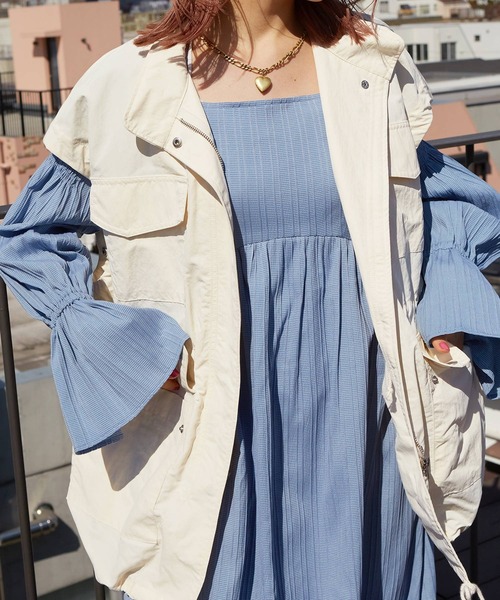 w closet（ダブルクローゼット）の「【2WAY】ハイネックミリタリージャケット（ミリタリージャケット・レディース・アイボリー/ライトカーキ/ピンク/イエロー・FREE）」の9枚目の写真