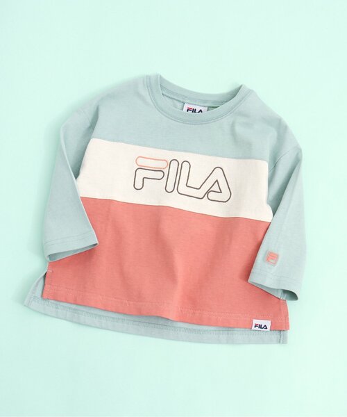 FILA（フィラ）の「FILA バイカラーロゴTシャツ（Tシャツ/カットソー・キッズ・ミント/ラベンダー・90/100/110/120/80/130）」の2枚目の写真