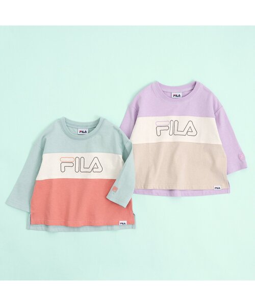 FILA（フィラ）の「FILA バイカラーロゴTシャツ（Tシャツ/カットソー・キッズ・ミント/ラベンダー・90/100/110/120/80/130）」の10枚目の写真