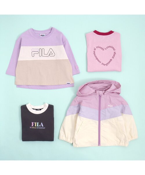FILA（フィラ）の「FILA バイカラーロゴTシャツ（Tシャツ/カットソー・キッズ・ミント/ラベンダー・90/100/110/120/80/130）」の11枚目の写真