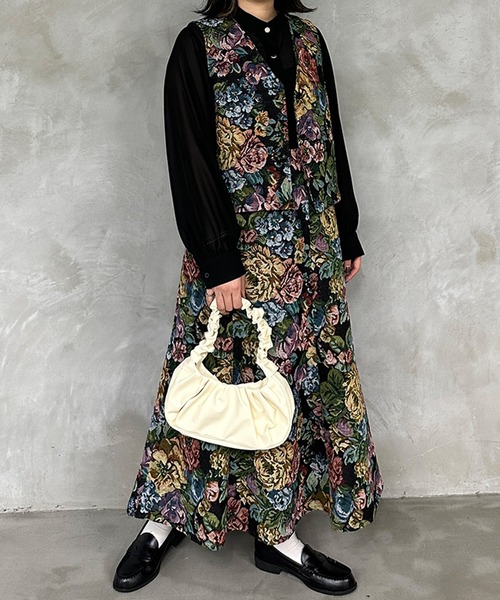 HeartE ゴブランフレアスカート HeartE ゴブランフレアスカート ゴブラン織り Aラインフレアスカート