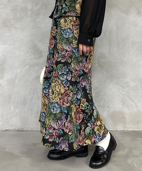 HeartE ゴブランフレアスカート HeartE ゴブランフレアスカート ゴブラン織り Aラインフレアスカート