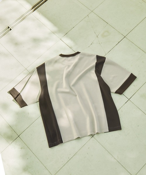 EMMA CLOTHES（エマクローズ）の「ドレープポンチ コンビカラー ルーズS/Sカットソー EMMA CLOTHES 2023SS（Tシャツ/カットソー・メンズ・ベージュ系/ブルー系/グレー系・M/L）」の15枚目の写真
