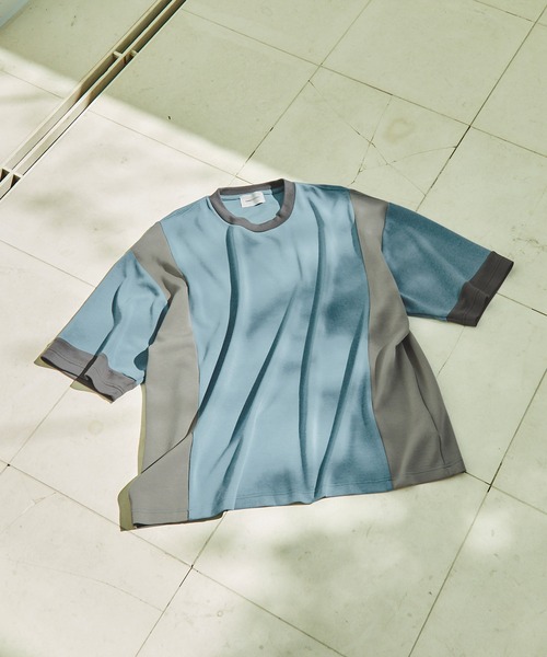 EMMA CLOTHES（エマクローズ）の「ドレープポンチ コンビカラー ルーズS/Sカットソー EMMA CLOTHES 2023SS（Tシャツ/カットソー・メンズ・ベージュ系/ブルー系/グレー系・M/L）」の17枚目の写真