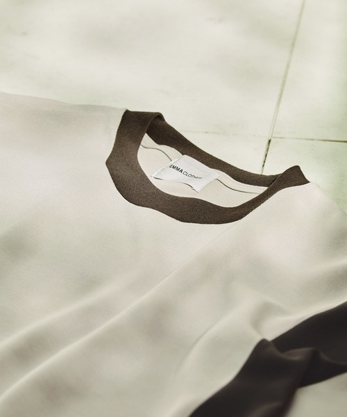 EMMA CLOTHES（エマクローズ）の「ドレープポンチ コンビカラー ルーズS/Sカットソー EMMA CLOTHES 2023SS（Tシャツ/カットソー・メンズ・ベージュ系/ブルー系/グレー系・M/L）」の18枚目の写真