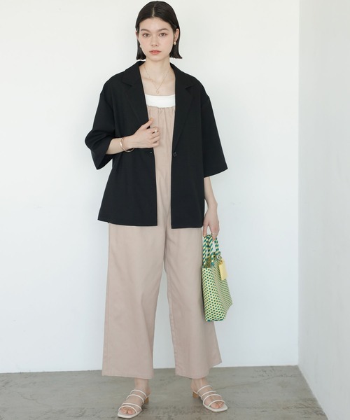 GeeRA（ジーラ）の「リネンタッチ半袖テーラードジャケット（テーラードジャケット・レディース・オフホワイト/ブラック・LARGE/MEDIUM）」の8枚目の写真