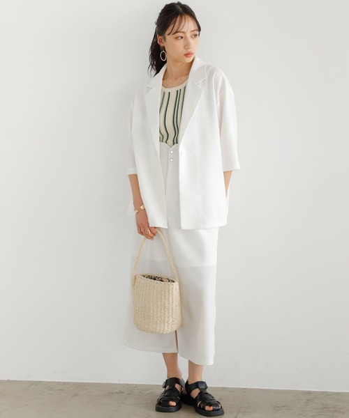 GeeRA（ジーラ）の「リネンタッチ半袖テーラードジャケット（テーラードジャケット・レディース・オフホワイト/ブラック・LARGE/MEDIUM）」の20枚目の写真