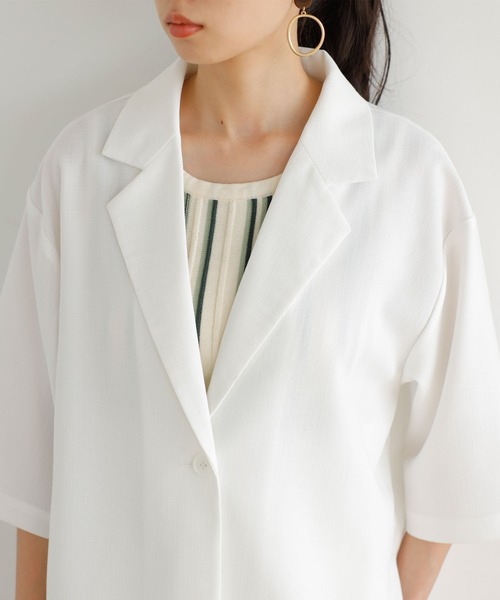 GeeRA（ジーラ）の「リネンタッチ半袖テーラードジャケット（テーラードジャケット・レディース・オフホワイト/ブラック・LARGE/MEDIUM）」の19枚目の写真