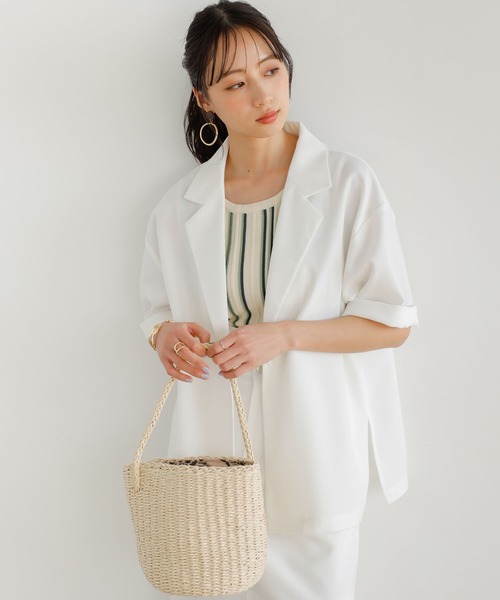 GeeRA（ジーラ）の「リネンタッチ半袖テーラードジャケット（テーラードジャケット・レディース・オフホワイト/ブラック・LARGE/MEDIUM）」の17枚目の写真