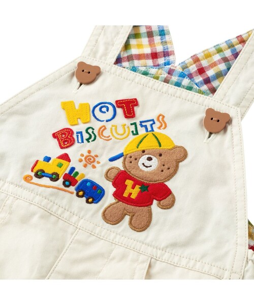 HOT BISCUITS（ホットビスケッツ）の「レトロ ロゴ刺繍 オーバーオール（サロペット/オーバーオール・キッズ・イエロー/ホワイト/セージグリーン・LL(100-110cm)/L(90-100cm)/M(80-90cm)/S(70-80cm)）」の9枚目の写真