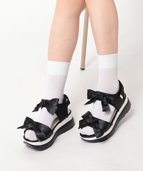 cs T&P(シーエスティーアンドピー)の「厚底ダブルリボンスポーツサンダル(サンダル・レディース・ブラック系8/ホワイト系3/ブラック系2/ブルー系2/ベージュ系2・S/M/L/LL)」の3枚目の写真
