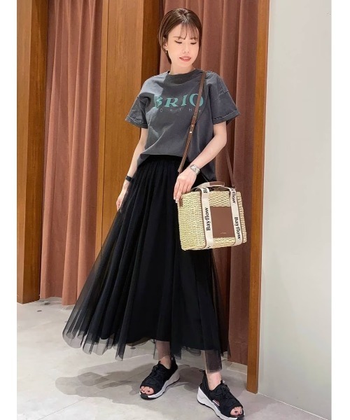 BAYFLOW(ベイフロー)の「ピグメントロゴT(Tシャツ/カットソー・レディース・オフホワイト/チャコール/カーキ/ピンク/ベビーピンク/ブルー・FREE)」の17枚目の写真