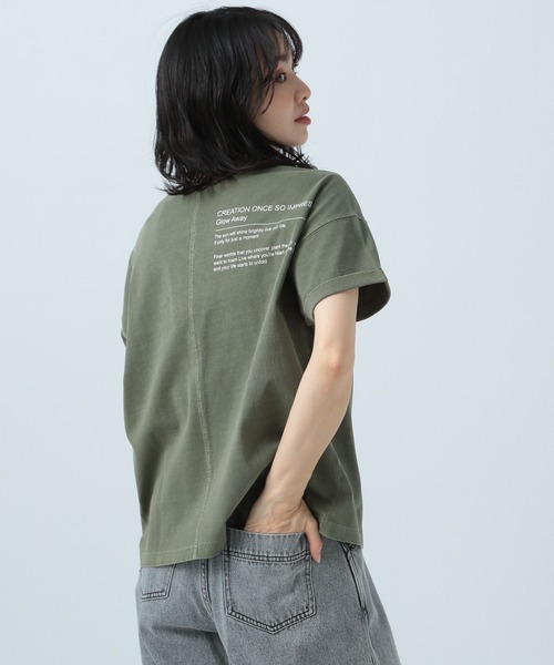 BAYFLOW(ベイフロー)の「ピグメントロゴT(Tシャツ/カットソー・レディース・オフホワイト/チャコール/カーキ/ピンク/ベビーピンク/ブルー・FREE)」の14枚目の写真