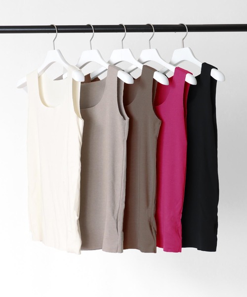 Jines（ジネス）の「TCフライスタンクトップ（タンクトップ・レディース・ピンク/ライトグレー/ブラック/ブラウン/ベージュ/ホワイト・38）」の2枚目の写真