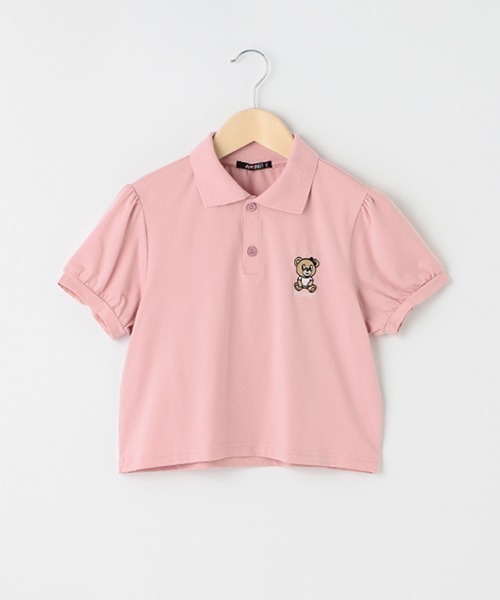 by LOVEiT(バイラビット)の「ラビ子クロップド丈ポロ(Tシャツ/カットソー・キッズ・オフホワイト/ピンク/ブラック・120cm/160cm/130cm/150cm/140cm)」の1枚目の写真