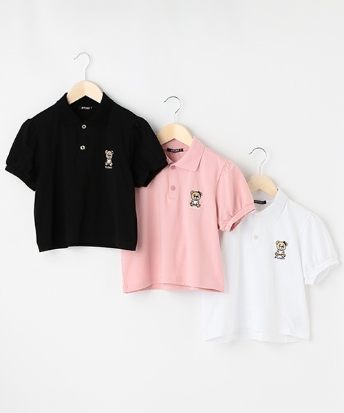 by LOVEiT(バイラビット)の「ラビ子クロップド丈ポロ(Tシャツ/カットソー・キッズ・オフホワイト/ピンク/ブラック・120cm/160cm/130cm/150cm/140cm)」の11枚目の写真