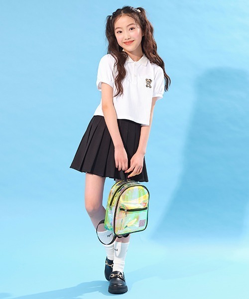 by LOVEiT(バイラビット)の「ラビ子クロップド丈ポロ(Tシャツ/カットソー・キッズ・オフホワイト/ピンク/ブラック・120cm/160cm/130cm/150cm/140cm)」の13枚目の写真