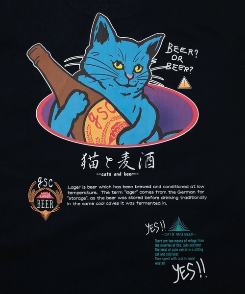 Go Slow R513 go slow caravan(ゴースローキャラバン)の「猫と麦酒 BIO TEE(Tシャツ/カットソー)」 - WEAR