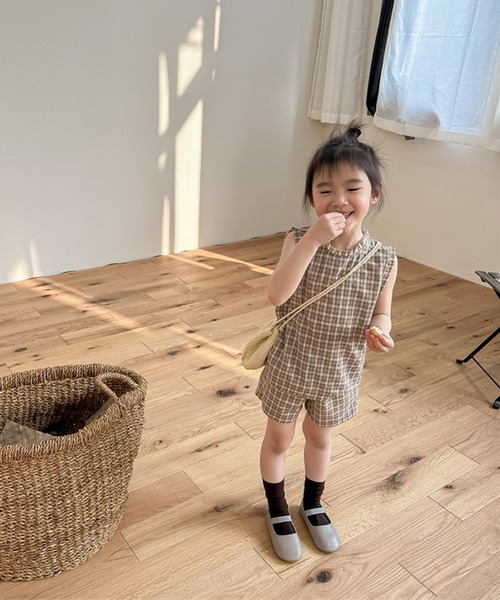 aimoha（アイモハ）の「【aimoha-KIDS-】子供服 チェック柄セットアップ (SS)（セットアップ・キッズ・ブラウン/グレー・110/120/130/80/90/100）」の3枚目の写真