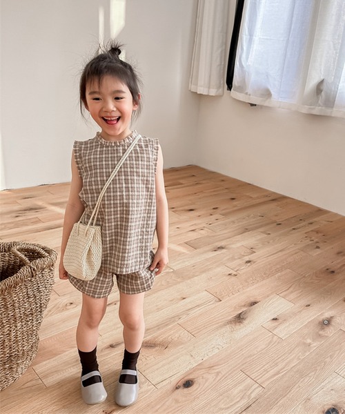 aimoha（アイモハ）の「【aimoha-KIDS-】子供服 チェック柄セットアップ (SS)（セットアップ・キッズ・ブラウン/グレー・110/120/130/80/90/100）」の9枚目の写真