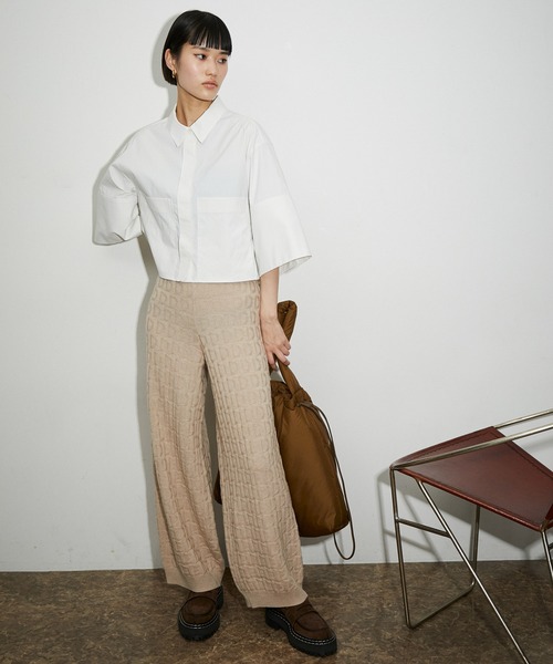 ADAM ET ROPE'（アダムエロペ）の「【サステナブル】ワイドスリーブクロップドシャツ（シャツ/ブラウス・レディース・ホワイト/サックスブルー・FREE）」の19枚目の写真