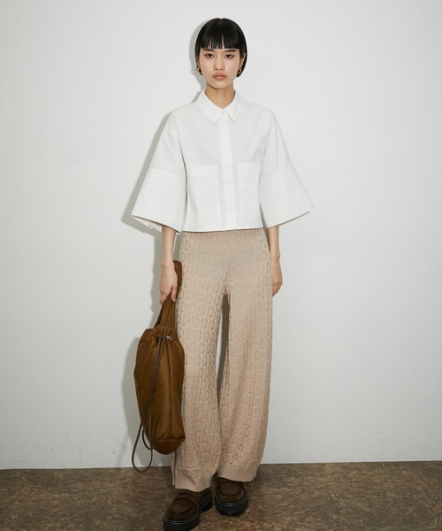 ADAM ET ROPE'（アダムエロペ）の「【サステナブル】ワイドスリーブクロップドシャツ（シャツ/ブラウス・レディース・ホワイト/サックスブルー・FREE）」の12枚目の写真