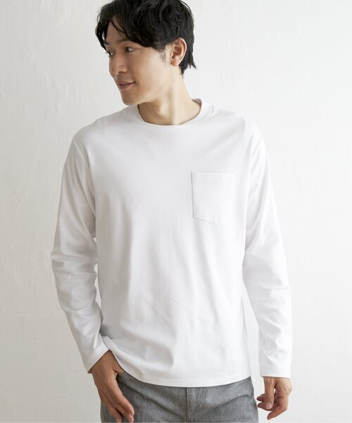 IKKA LOUNGE（イッカラウンジ）の「ポンチクルーネックジャケットロンＴ（Tシャツ/カットソー・メンズ・ホワイト/ブラック・L/XL/S/M）」の18枚目の写真