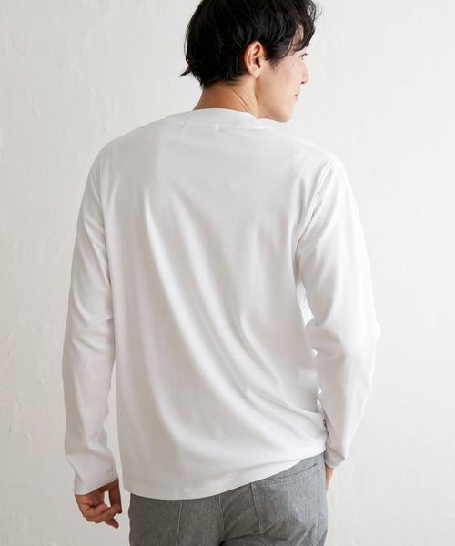 IKKA LOUNGE（イッカラウンジ）の「ポンチクルーネックジャケットロンＴ（Tシャツ/カットソー・メンズ・ホワイト/ブラック・L/XL/S/M）」の10枚目の写真