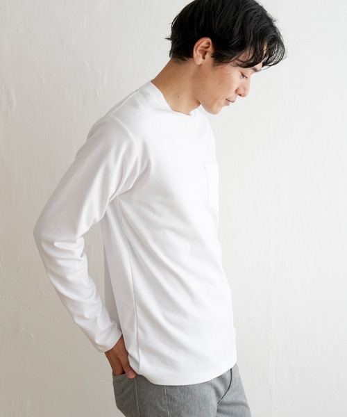 IKKA LOUNGE（イッカラウンジ）の「ポンチクルーネックジャケットロンＴ（Tシャツ/カットソー・メンズ・ホワイト/ブラック・L/XL/S/M）」の11枚目の写真