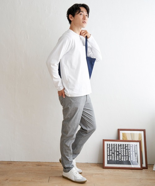 IKKA LOUNGE（イッカラウンジ）の「ポンチクルーネックジャケットロンＴ（Tシャツ/カットソー・メンズ・ホワイト/ブラック・L/XL/S/M）」の8枚目の写真