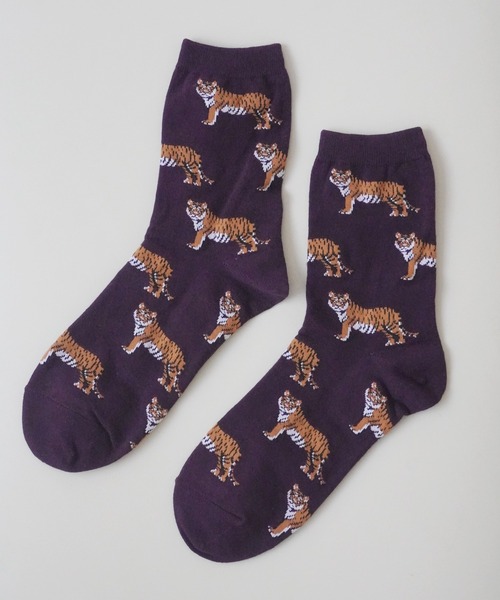 Port(ポート)の「トラ柄 グラフィックデザイン ソックス / クルーソックス(ソックス/靴下・レディース・ピンク/グレー/ブラック/グリーン/アイボリー/グレー系その他/ホワイト系その他/ブラック系その他/レッド/パープル/ブルー/オレンジ/ライム/ベージュ・FREE)」の11枚目の写真
