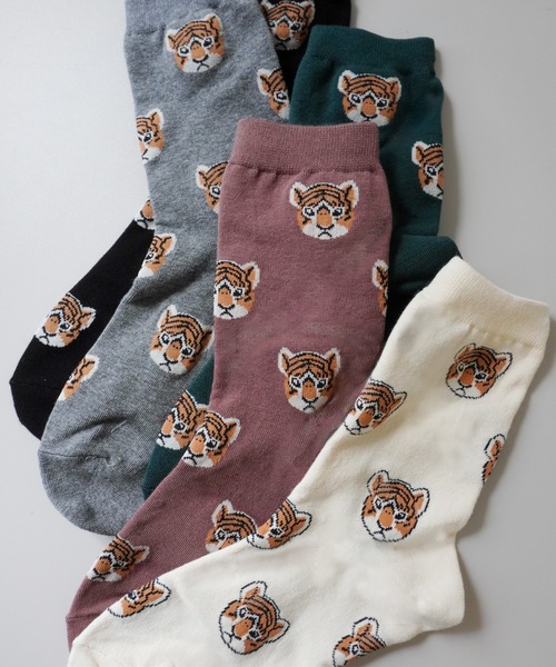 Port(ポート)の「トラ柄 グラフィックデザイン ソックス / クルーソックス(ソックス/靴下・レディース・ピンク/グレー/ブラック/グリーン/アイボリー/グレー系その他/ホワイト系その他/ブラック系その他/レッド/パープル/ブルー/オレンジ/ライム/ベージュ・FREE)」の12枚目の写真