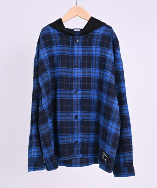 jeans-b（ジーンズベー）の「Jeans-b/ジーンズベー フード付きワイドシャツ（シャツ/ブラウス・キッズ・ブルー/オフホワイト・150cm/160cm/140cm/130cm）」の11枚目の写真