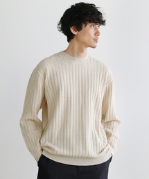 ストレッチウォッシャブルリンクス編みブロックニット