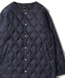 ダウンジャケット ボタン留め 新作】 トリミングデザイン 縦波ステッチ ドットボタン ショート