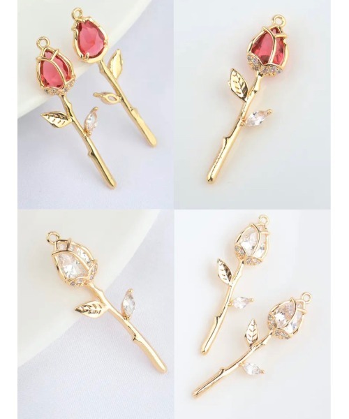 tone(トーン)の「【colzaflap】18kジルコニアチューリップ pierce(MA)(ピアス(両耳用)・レディース・ピンク/アイボリー・FREE)」の7枚目の写真