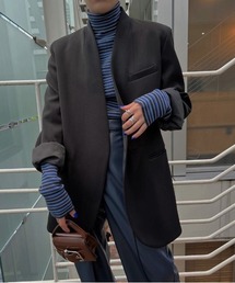 Ameri | ESSENTIAL CURVE COLLAR JACKET(ノーカラージャケット)