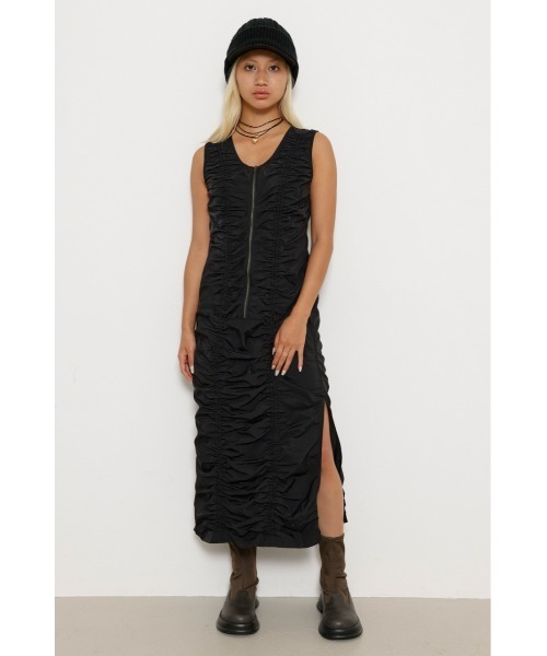 新品未使用 SIWEM シウム ワンピース ブラック 黒 L LAGUA GEM（ラグアジェム）の「NYLON ZIP SLIT ワンピース