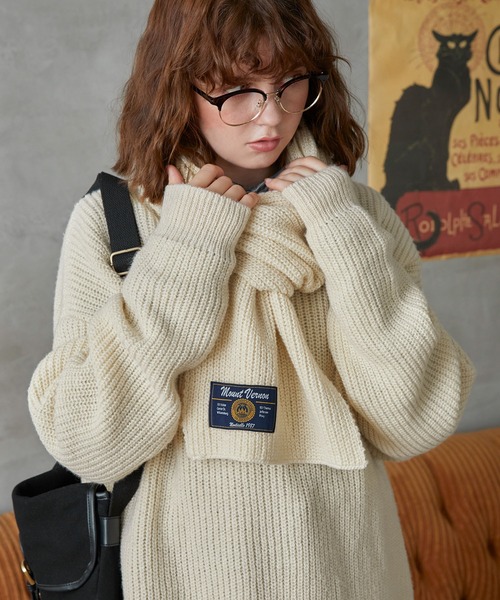 MONO-MART LADY'S(モノマートレディース)の「畔編みマフラー付きクルーネックニットプルオーバー(ニット/セーター・レディース・ネイビー/アイボリー/レッド/ブラウン・FREE)」の16枚目の写真