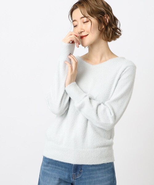 grove(グローブ)の「◆ラメフェザーVネックニット(ニット/セーター・レディース・ライトグレー系9/ブルー/ナチュラル/オフホワイト・02/03/05/01/04)」の3枚目の写真