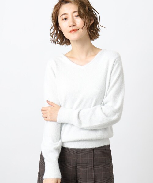 grove(グローブ)の「◆ラメフェザーVネックニット(ニット/セーター・レディース・ライトグレー系9/ブルー/ナチュラル/オフホワイト・02/03/05/01/04)」の8枚目の写真
