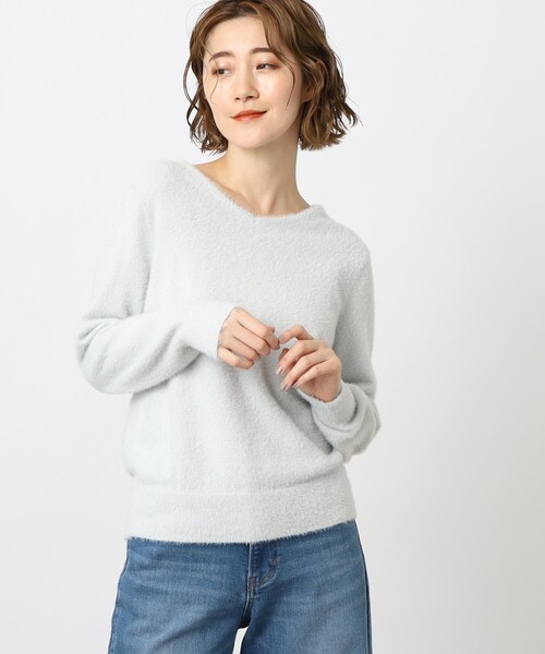 grove(グローブ)の「◆ラメフェザーVネックニット(ニット/セーター・レディース・ライトグレー系9/ブルー/ナチュラル/オフホワイト・02/03/05/01/04)」の15枚目の写真